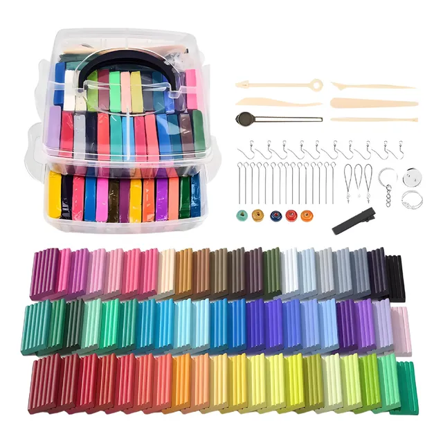Kit Arcilla Polimérica Moldeable 70pcs Niños Juguete + 3años Color Transparente