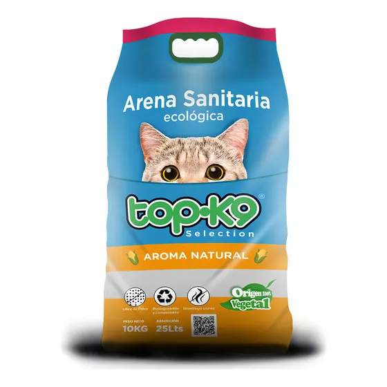Arena Topk9 Ecologica Natural 10kg Sustrato de maíz/cáscara de nuez