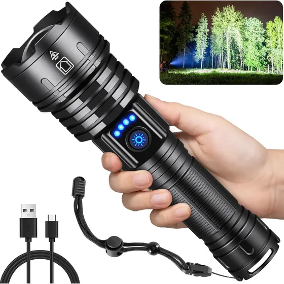 Linterna Recargable 990000 Lumenes Con Zoom Impermeable Ip67