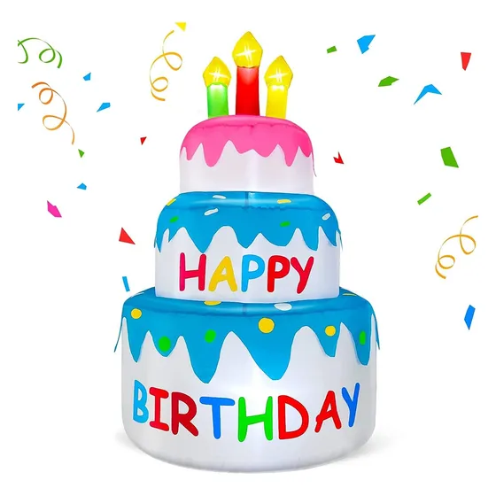 1.2m Pastel Inflable Decoraciones Feliz Cumpleaños Con Velas