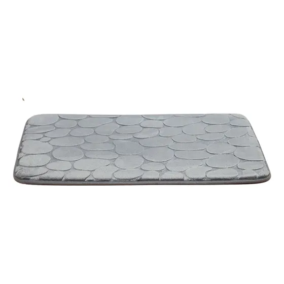 Alfombra De Baño Memory Piedras Gris Antideslizante