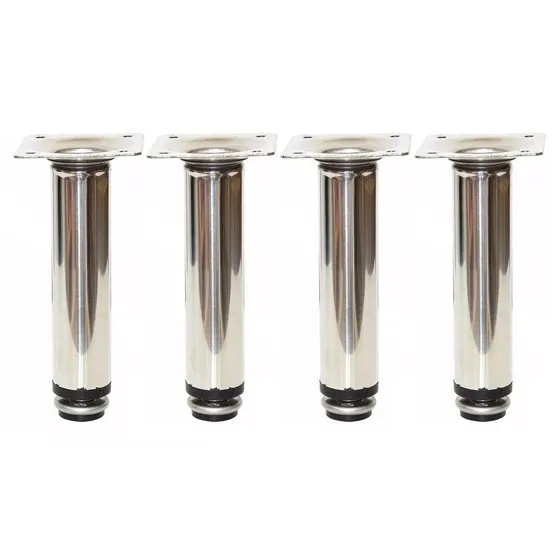 Pé P Móveis Sofá Armário Gabinete Redondo 10 Cm Inox Pol 4un