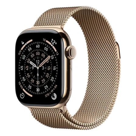 Apple Watch Series 11 GPS + Cellular • Caja de titanio color oro de 42 mm • Correa estilo milanés color oro - Distribuidor Autorizado
