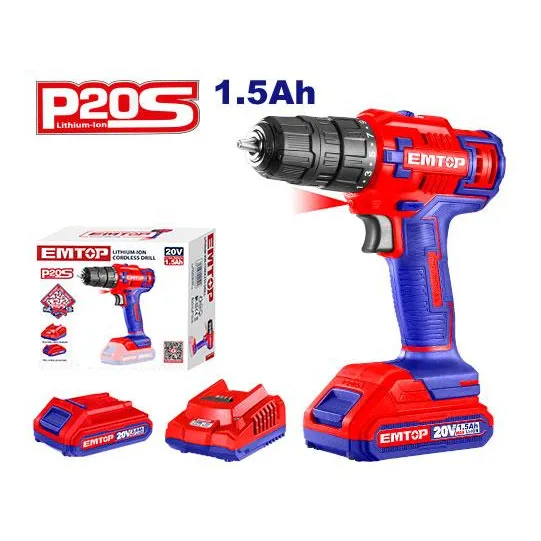 Taladro Inalambrico 20v 3/8'' 1,8kg 1,5amp Emtop