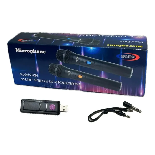 Par De Microfonos Inalambricos Zv24 Receptor Pendrive Plug