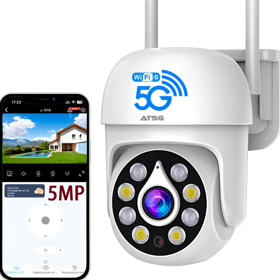 Atsg 5g cámara inalámbricas wifi seguridad 5mp alarma móvil visión nocturna a todo color intercomunicador de dos líneas ip66 resistente al agua