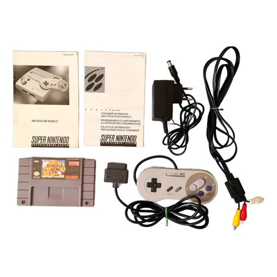 Vídeo Game Super Nintendo Baby + Street Fighter 2 + Controle + Acessórios (ps1/ps2/ps4/n64/mega Drive/game Boy)