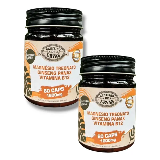 2 Frasco De Magnésio Treonato,ginseng Panax, B12 Metilcobala