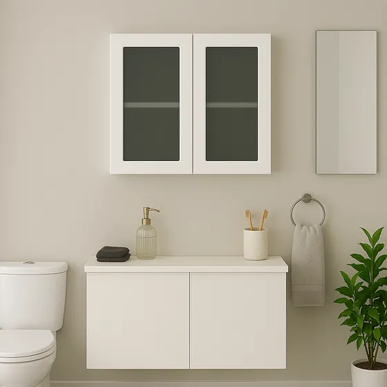 Alacena Blanca Vidrio 50cm Laqueada Baño Lavadero Oferta