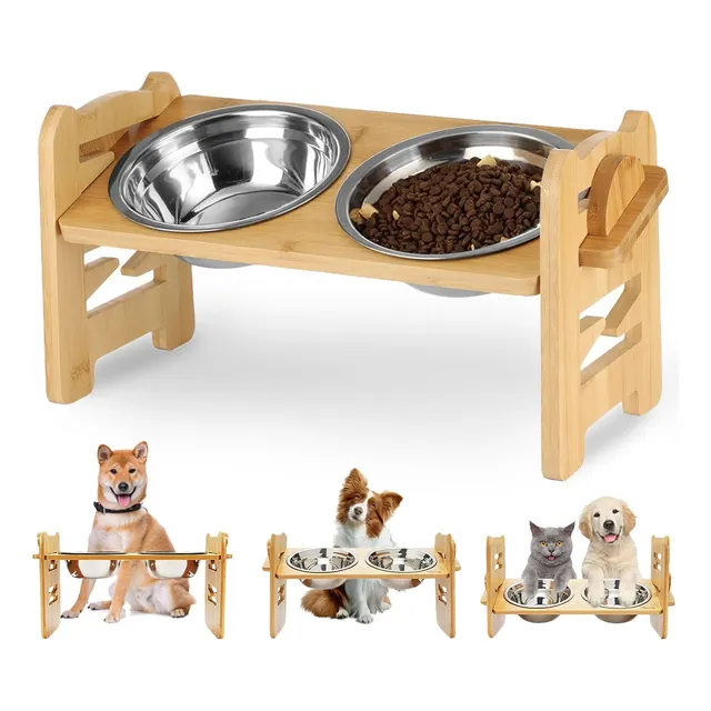 Platos/tazones Elevados Ajustables Para Perros Y Gatos