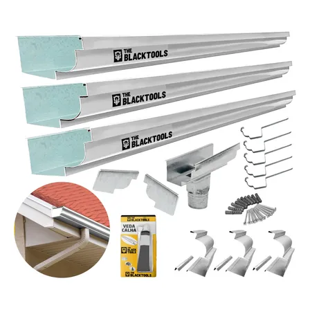 Kit Calha Moldura Galvanizada 6m Corte 28 The Black Tools Cinza