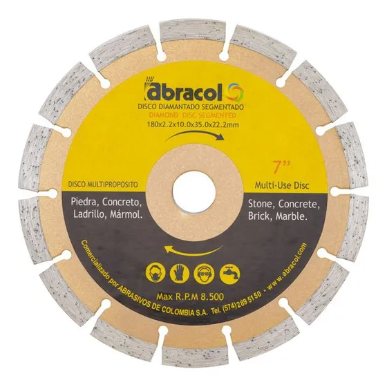 Disco Diamantado Corte Concreto Ladrillo Abracol 7 Pulgadas