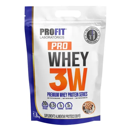 Whey Protein Isolado Concentrado 3w Premium 1,8kg - Profit Sabor Cookies And Cre