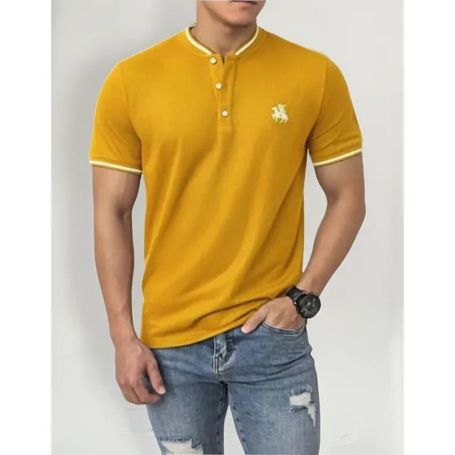 Polos El Algodón Pima Cuello Neru Con Botones  Hombre