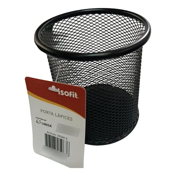 Porta Lápiz Malla Negra Metálico 80x98mm Isofit