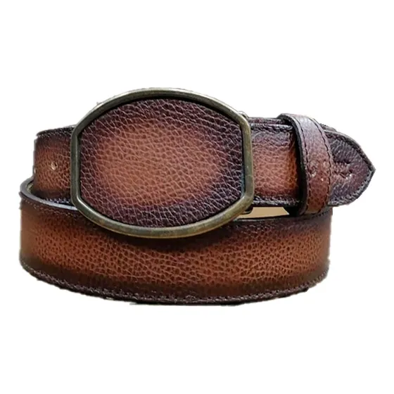 Cinto Vaquero 100%piel De Res Acabado Floter Imitaciónvenado Hc Brandy Piel De Res 36