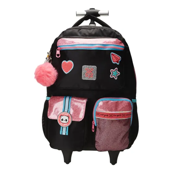 Mochila Com Rodas P/ Meninas 16 T Utility Panda Preta Xeryus