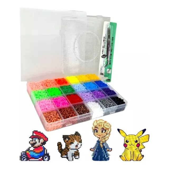 Estuche 6000 Hama Beads 18 Colores +tabla Pinza Papel Perler