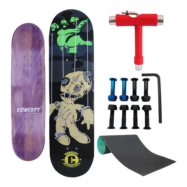 Kit Shape De Skate + Lixa + Parafuso De Base Color + Chave T
