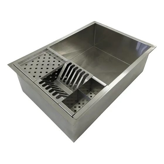 Cuba 60x40 C/ Calha Equipada Umido Gourmet Lixeira Pia Inox