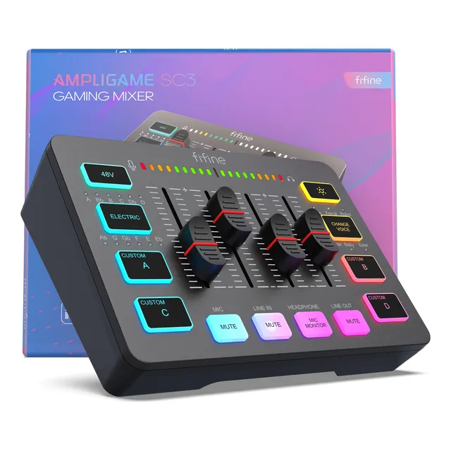 Consola Mixer Fifine Sc3 4 Canales Interfaz