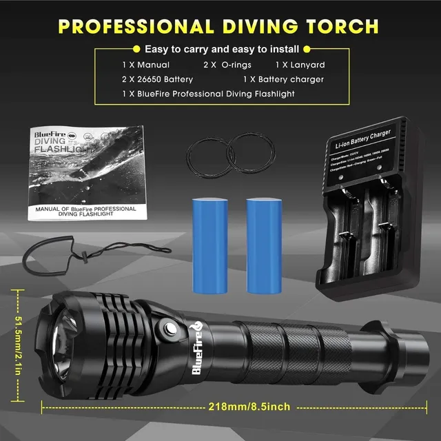Linterna Tactica A 150metros Sumergible Buceo Pesc 2000lumen