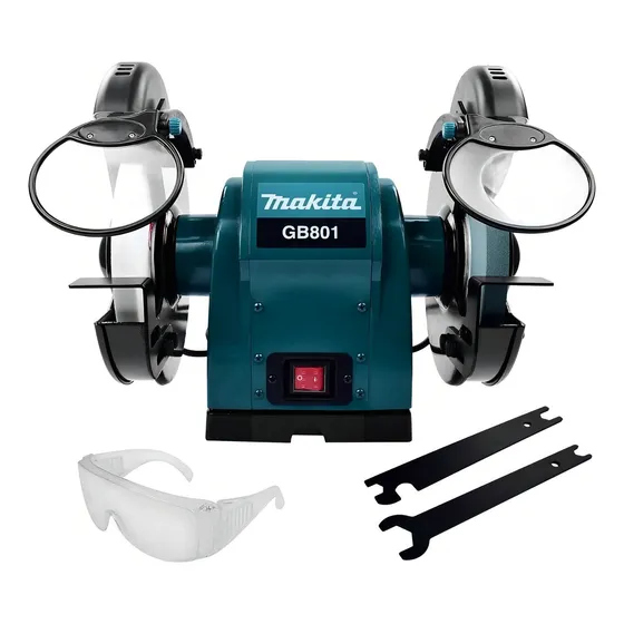 Esmeril De Banco Makita 8 Pulgadas 3/4hp 550W Gb801 127V Color Azul Makita Frecuencia 60 Hz