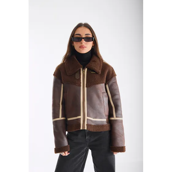 Campera Ecocuero Mujer Corderito Termica Importada I Am