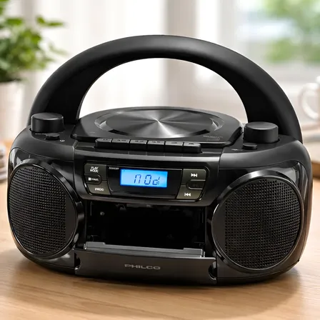 Radio Boombox Cassette / Cd / Bt Color Negro Negro