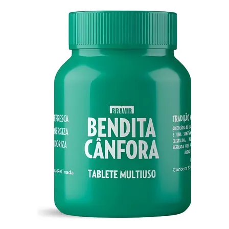 Bendita Cânfora Refinada Pote com 30 Tabletes Multiuso Bravir Casa