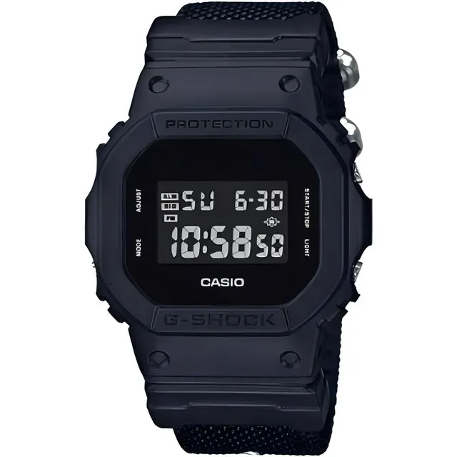 Reloj pulsera Casio DW-5600E-1VDF con correa de resina color negro - fondo gris - bisel negro/gris