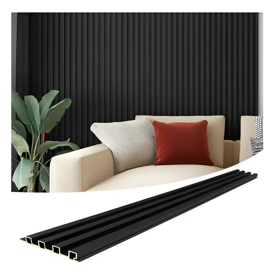 Wpc Revestimiento Simil Madera Panel Lambrin 2.90x16.7 Negro | Cuotas sin interés