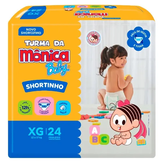 Fralda Turma Da Mônica Shortinho Jumbo Xg 24 Un
