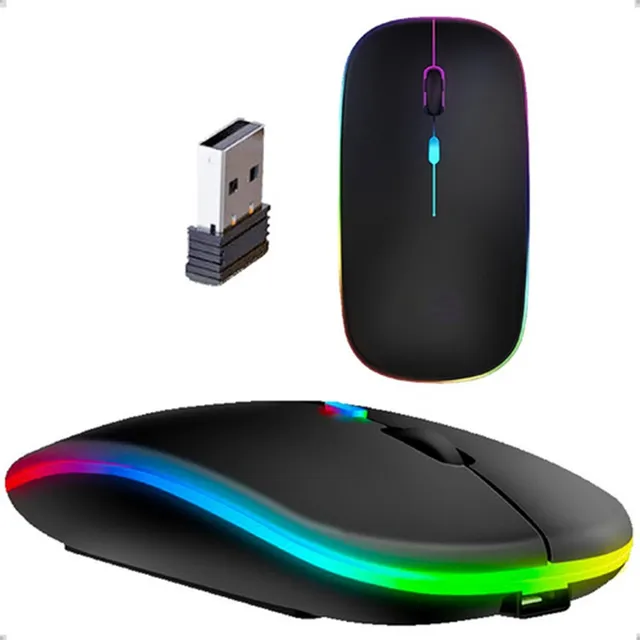 Mouse Sem Fio Recarregável Wireles Optico Led Rgb Ergonômic