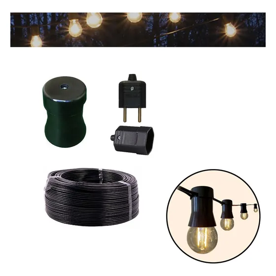 Kit 20 Bocais Soquetes + 20m Cabo Paralelo + 1 Tomada (par)