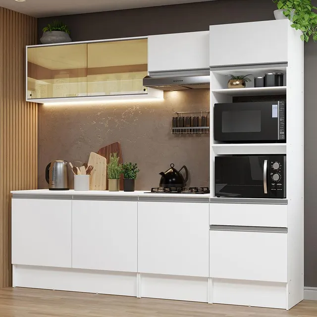 Cocina Integral Completa Modular Madesa Diamante 240cm 06 Color Blanco