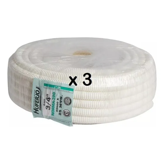 Caño Corrugado Flexible 3/4 Normalizado Ignífugo 3 X 25 Mts