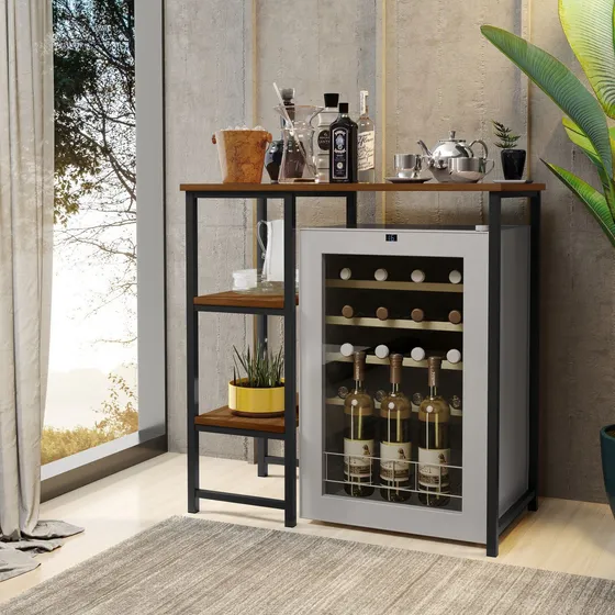 Bancada Gourmet Industrial Klm Store - Preto / Imbuia