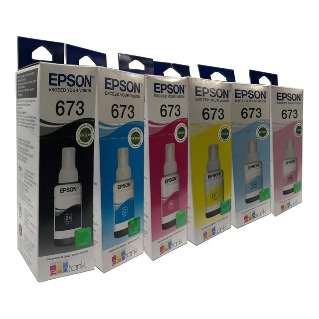 Combo 6 Botellas Tinta Epson Originales 673 Para L800 L805