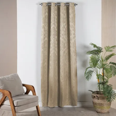 Cortina Porta Jacquard Sala Quarto Cozinha 1,40mts X 2,20mts Bege
