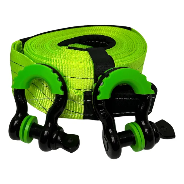 Eslinga + 2 Grilletes 9 Mt Soga Plana Rescate Remolque Nylon