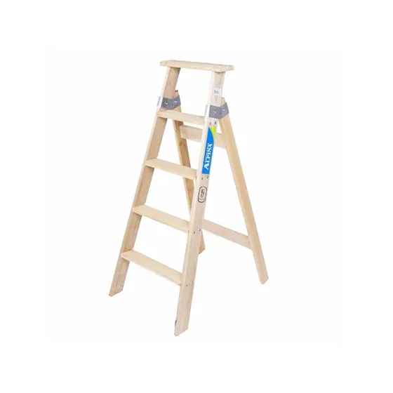 Escalera Familiar De Madera 5 Escalones Alpina Color Marrón claro