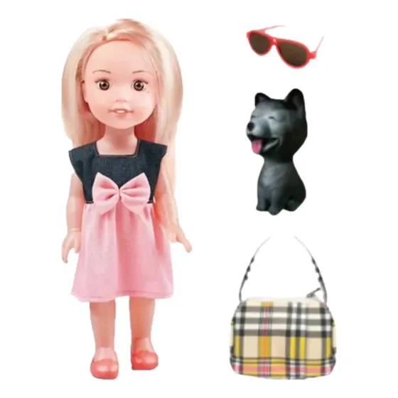 Muñeca Agus Juguete Grande 35 Cm Accesorios Cartera Gato Anteojos Diseño Realista Ideal Niñas Creatividad Juego Educativo Divertido Calidad Premium Completo Regalo Nenas Chicas Niña Fashion Top