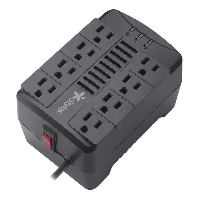 Regulador De Voltaje Stylos Stre650b 650w 8 Contactos Color Negro