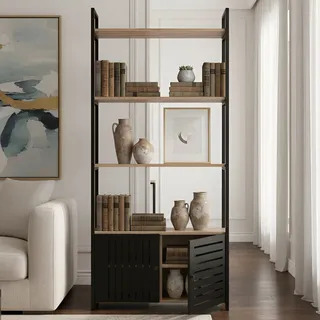 Ajl Estante Industrial Nova Decor 1,90m Aço Madeira Fosco Marrom Pret