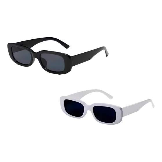 Kit 2 Óculos Retrô Unissex 1 Preto + 1 Branco