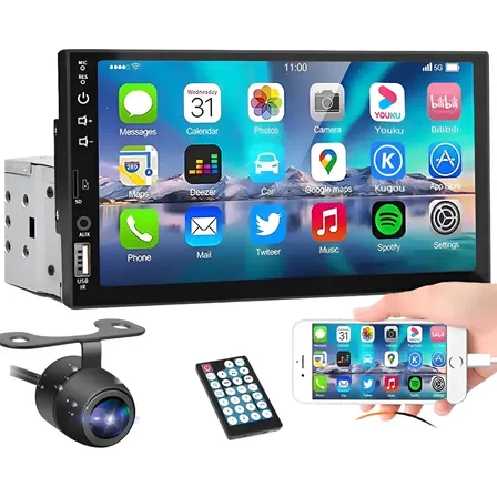 Central Multimídia Mp5 Universal Tela 7' P Touch + Câmera Ré Kit Multimidia 1 Din Com Câmera De Ré