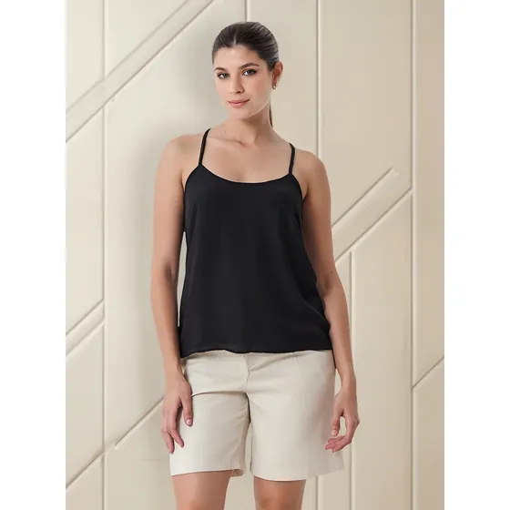 Musculosa Gasa Negra Holgada Mochi