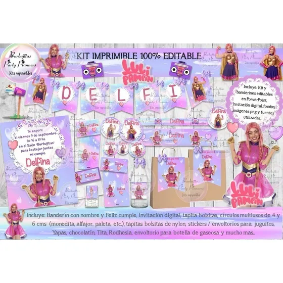 Kit Imprimible Candy Bar Luli Pampin 100% Editable