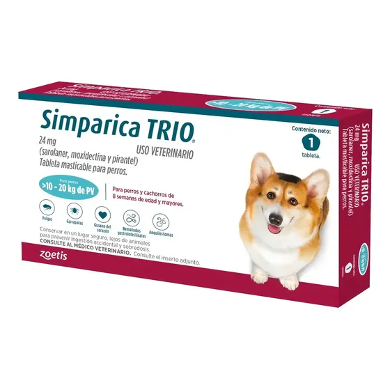 Antipulgas Antigarrapas Para Perros Simparica Trio 10-20 Kg 1 Tableta | Cuotas sin interés